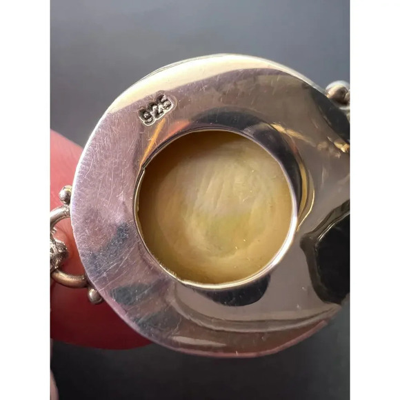 Bali sterling silver pink mabe pearl toggle clasp bracelet - Picture 3 of 6